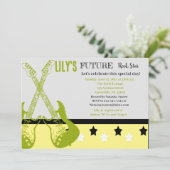 Toekomstige Baby shower - Gele uitnodiging (Staand voorkant)