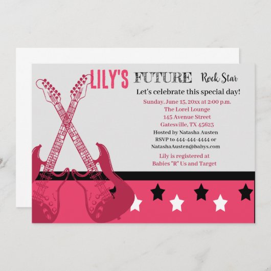 Toekomstige Baby shower roze uitnodiging (Voorkant / Achterkant)