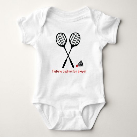 Toekomstige badmintonspeler, racket & shuttle romper (Voorkant)