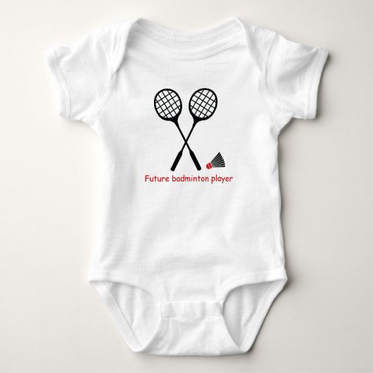 Toekomstige badmintonspeler, racket & shuttle romper (Voorkant)