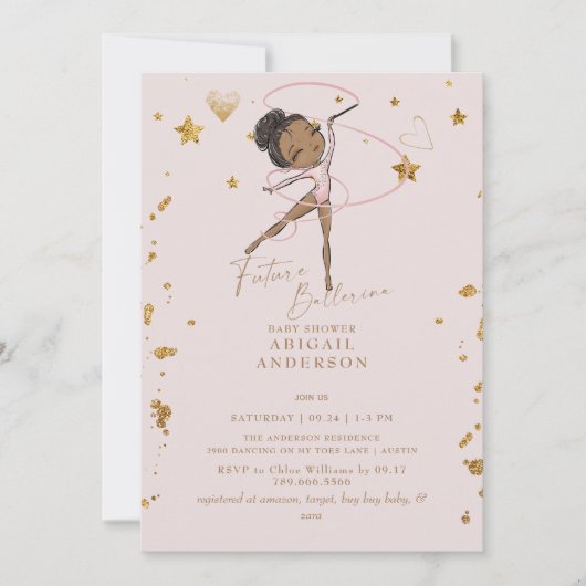 Toekomstige Ballerina Blush Baby shower II Kaart (Voorkant)