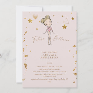 Toekomstige Ballerina Blush Baby shower Invitation Kaart