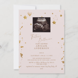 Toekomstige Ballerina Ultrasound Blush Baby shower Kaart