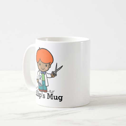 Toekomstige Barber / Hairdresser Boy met schaar Koffiemok (Voorkant links)