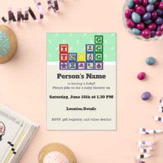 Toekomstige Bioloog Blokken Baby Shower Acryl Uitnodigingen