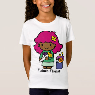Toekomstige bloemiste meisje met bloemen t-shirt