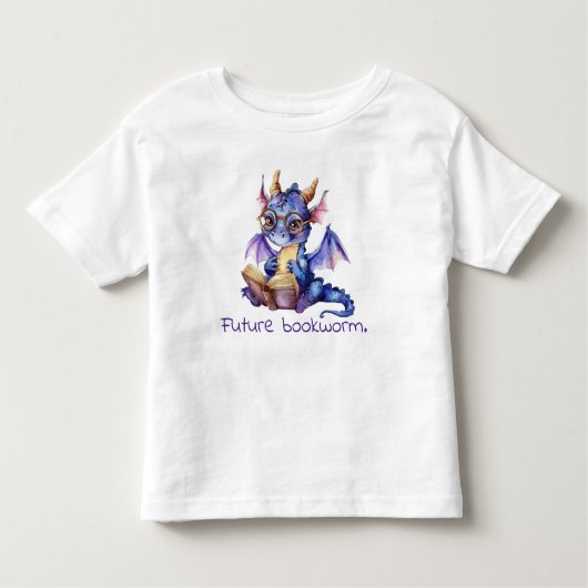Toekomstige Boekenworm Paarse Draak Lezen Baby Kinder Shirts (Voorkant)
