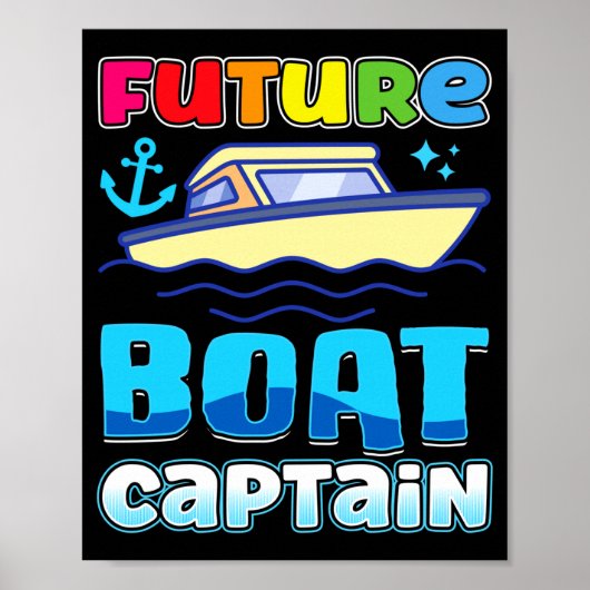 Toekomstige bootkapitein voor kinder speedboot kin poster (Voorkant)
