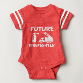 Toekomstige brandweerman met grappige baby bodysui romper