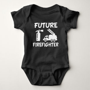 Toekomstige brandweerman met grappige baby bodysui romper