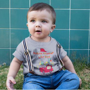Toekomstige brandweerman zoals papa handgetekend kinder shirts