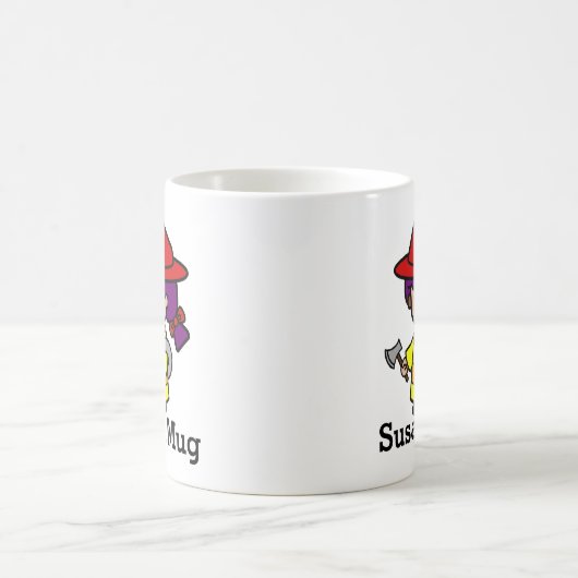 Toekomstige brandweermeisjes met bijl en ontlastin koffiemok (Center)