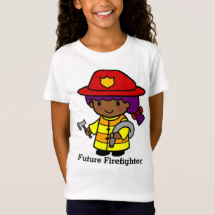 Toekomstige brandweermeisjes met bijl en ontlastin t-shirt