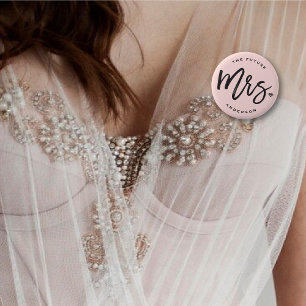 Toekomstige Bridal van mevrouw Brush Script Diamon Ronde Button 5,7 Cm