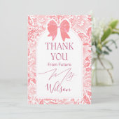 Toekomstige bruid bruidsfeest bedankkaart (Staand voorkant)