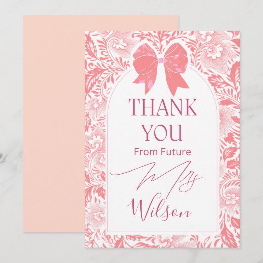 Toekomstige bruid bruidsfeest bedankkaart (Voorkant / Achterkant)