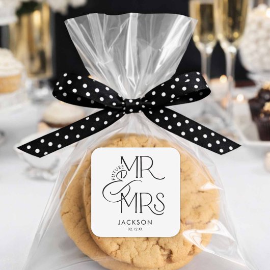 Toekomstige bruid en bruidegom verloofd vierkante sticker