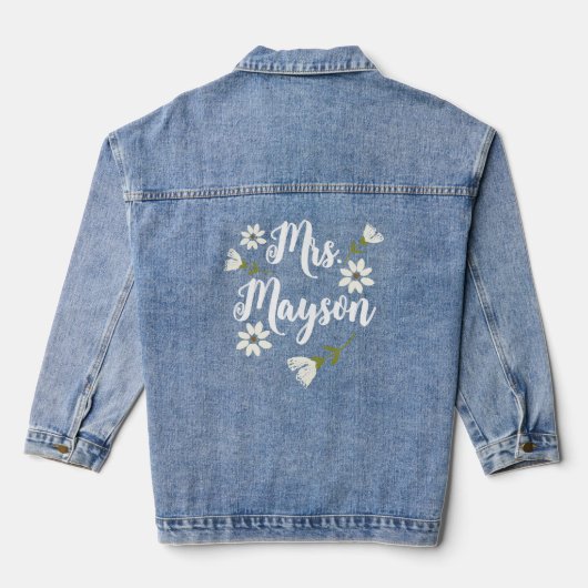Toekomstige bruid mevrouw achternaam bruiloft brui denim jacket (Achterkant)