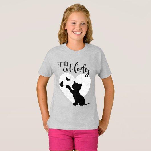 TOEKOMSTIGE CAT LADY Girls Kitty Cat Shirt (Voorkant volledig)