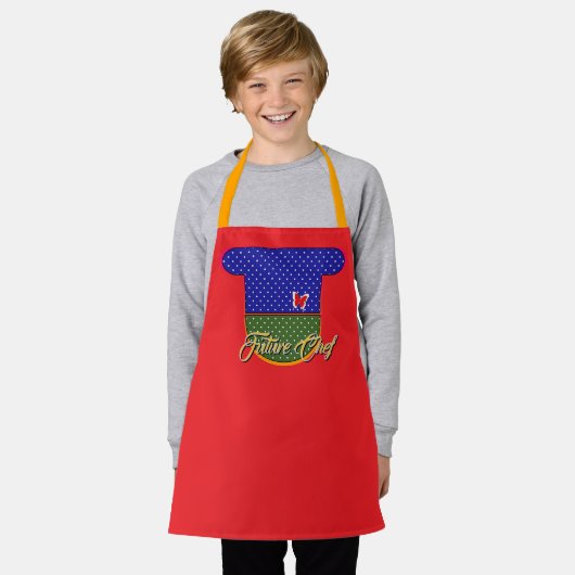Toekomstige Chef Kinder Rood Schort (Gedragen)