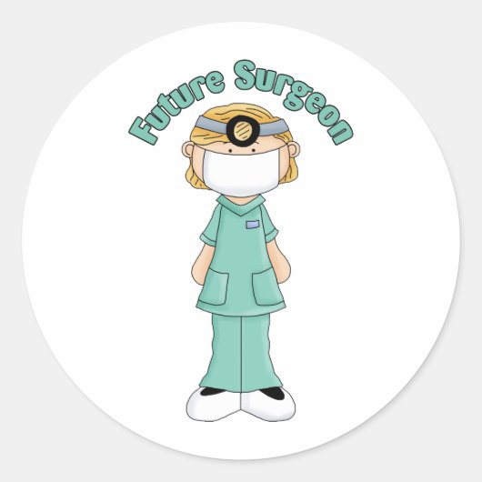 Toekomstige chirurg-kleine meid ronde sticker (Voorkant)
