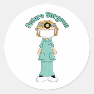 Toekomstige chirurg-kleine meid ronde sticker