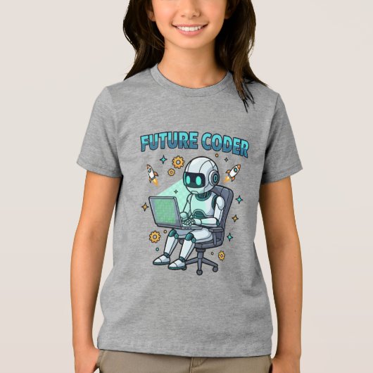 Toekomstige Coder – Cute Robot Codeerontwerp Tri-Blend Shirt (Voorkant)