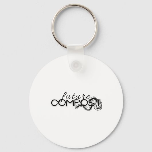 Toekomstige Compost Met Worm (donker) Sticker Sleutelhanger (Voorkant)
