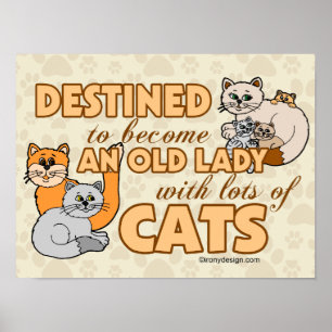 Toekomstige Crazy Cat Lady Funny Gezegde Design Poster