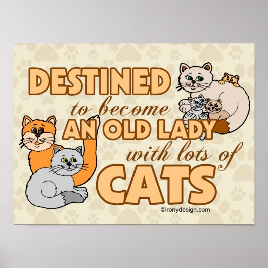 Toekomstige Crazy Cat Lady Funny Gezegde Design Poster (Voorkant)