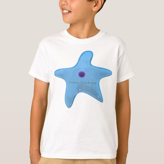 Toekomstige cytoloog in een blauwe cel t-shirt (Voorkant)