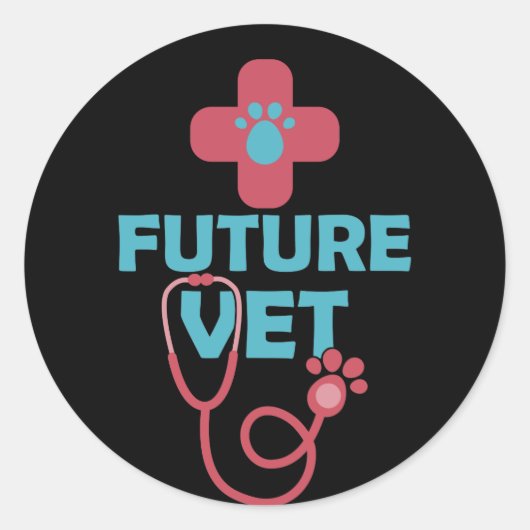 Toekomstige dierenarts van het Vet Cute Ronde Sticker (Voorkant)