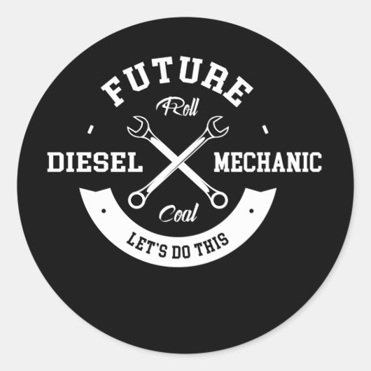 Toekomstige dieselmechanische rolsteenkool ronde sticker (Voorkant)