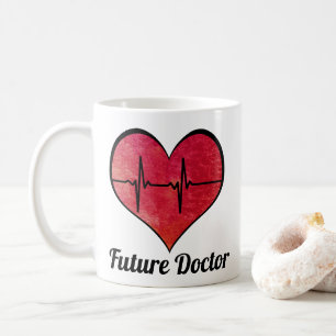 Toekomstige Dokter - Rode Waterverf EKG Hart Koffiemok