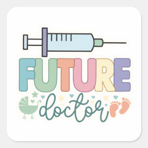 Toekomstige Dokter   Schattig Medisch voor Dokterd Vierkante Sticker