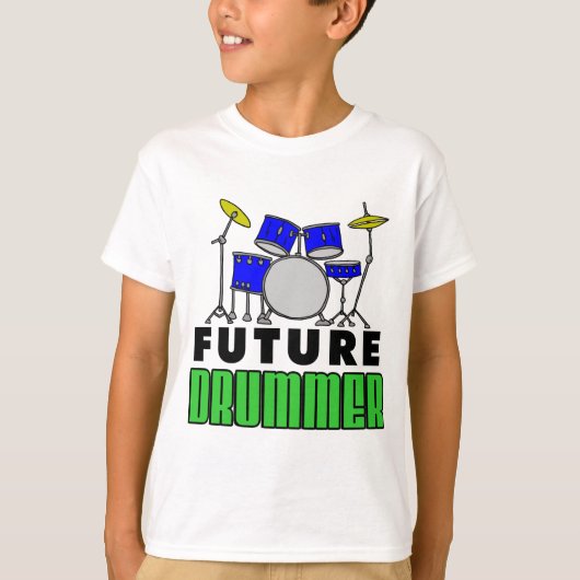 Toekomstige drummer Blue Drum set T-shirt (Voorkant)