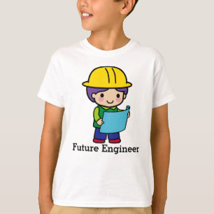 Toekomstige Engineer jongen in gele hardhat T-shirt