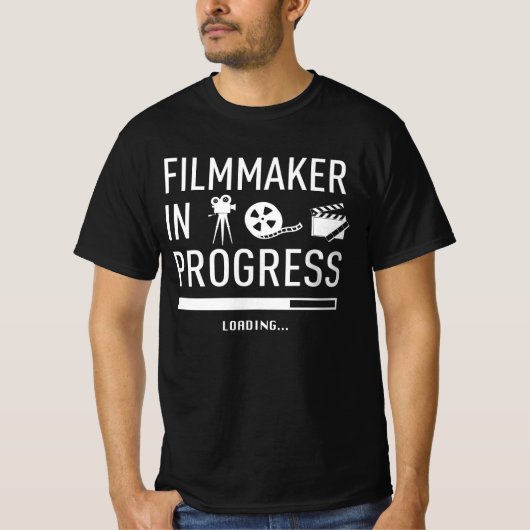 Toekomstige filmmaker in uitvoering - filmstudent t-shirt (Voorkant)