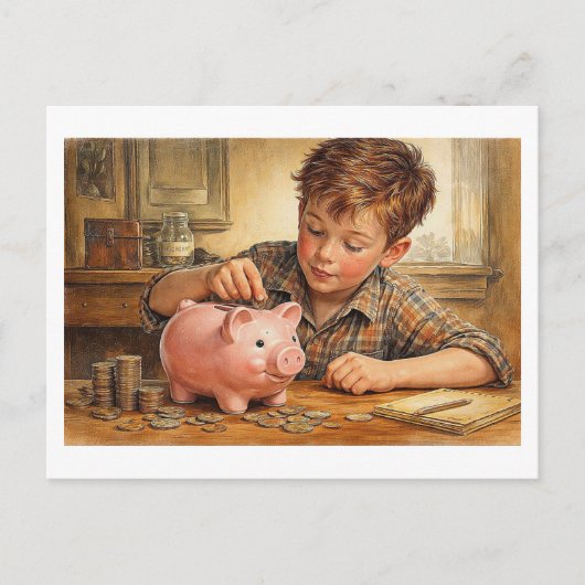 Toekomstige financier. Briefkaart (Voorkant)