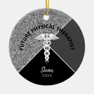 Toekomstige fysieke therapist Medical Black Monogr Keramisch Ornament