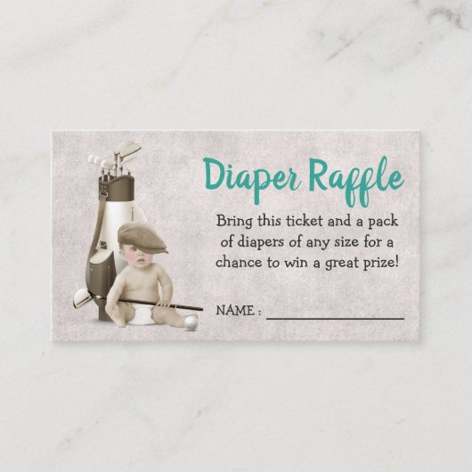 Toekomstige Golfer Golf Baby shower Diaper Raffle Informatiekaartje (Voorkant)