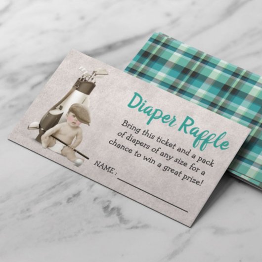 Toekomstige Golfer Golf Baby shower Diaper Raffle Informatiekaartje
