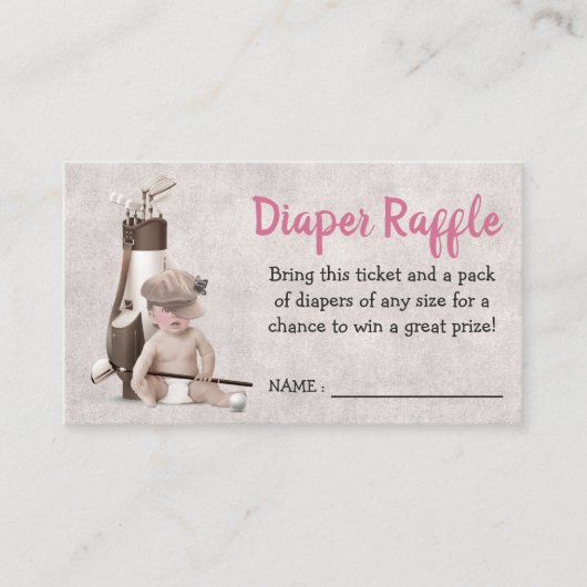 Toekomstige Golfer Golf Girl Baby shower Diaper Ra Informatiekaartje (Voorkant)