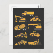 Toekomstige graafmachinebestuurder voertuigen voor briefkaart (Voorkant / Achterkant)