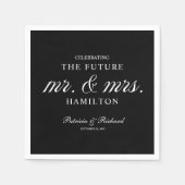 Toekomstige heer en mevrouw verlovingsfeest zwart servet (Voorkant)