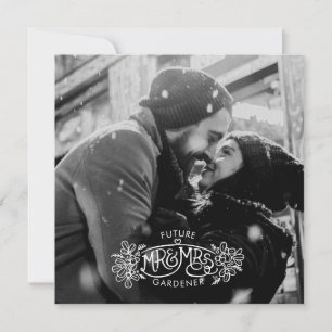 Toekomstige heer & mevrouw winter trouwfoto onder aankondiging