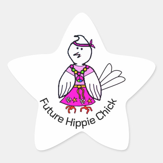 Toekomstige Hippie Chick Ster Sticker (Voorkant)