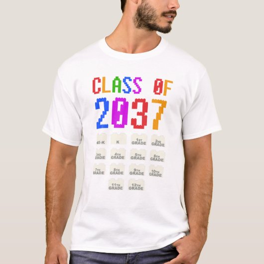 Toekomstige KLASSE van 2037 PreKindergarten Bricks T-shirt (Voorkant)