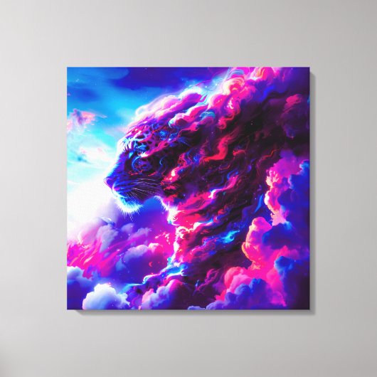 Toekomstige Kosmische Neon Luipaard Canvas Afdruk (Voorkant)