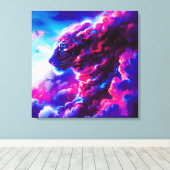 Toekomstige Kosmische Neon Luipaard Canvas Afdruk (Insitu (Houten vloer))